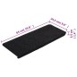 vidaXL Alfombrilla autoadhesiva de escalera 15 uds negro 65x24,5x3,5cm