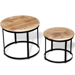 vidaXL Set de mesa de centro redondas 2 uds madera de mango 40/50 cm
