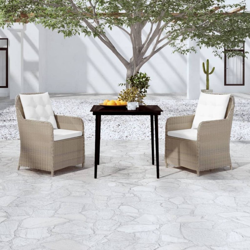 vidaXL Juego de comedor de jardín 3 piezas marrón vidaXL Juego de comedor de jardín 3 piezas marrón