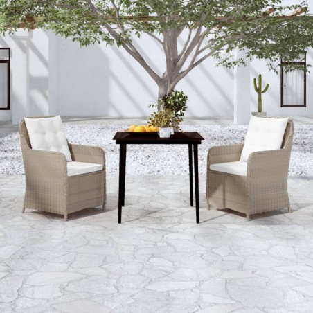vidaXL Juego de comedor de jardín 3 piezas marrón
