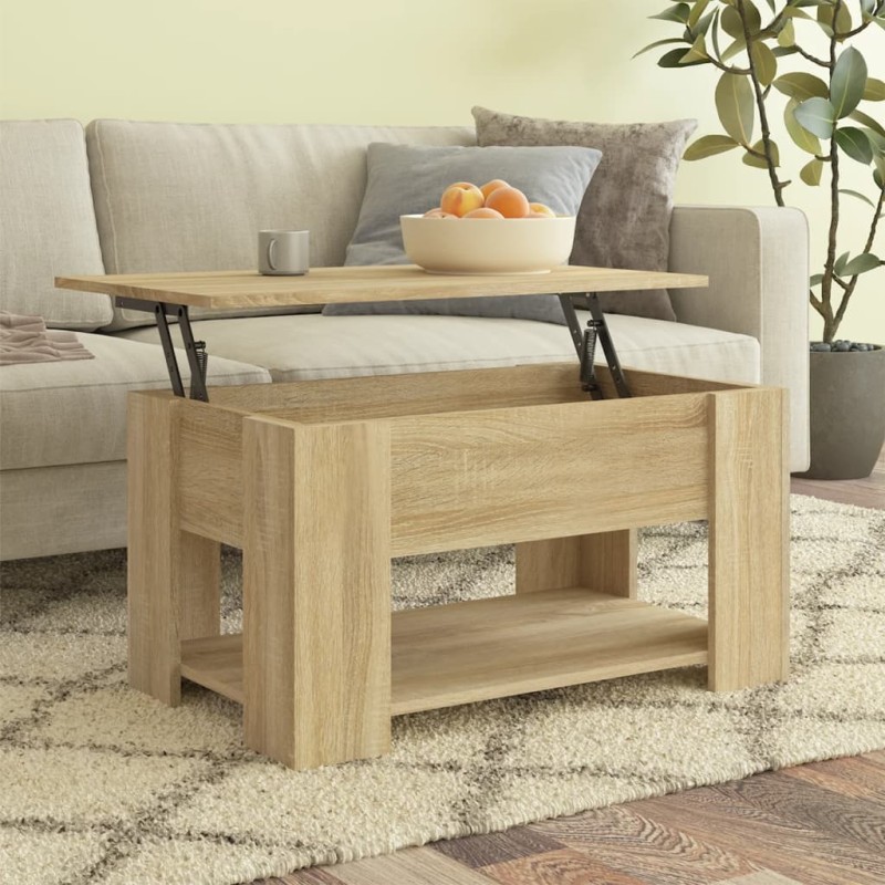 vidaXL Mesa de centro madera contrachapada roble Sonoma 79x49x41 cm