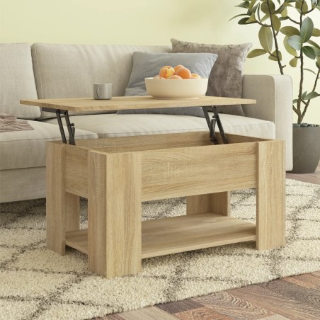 vidaXL Mesa de centro madera contrachapada roble Sonoma 79x49x41 cm