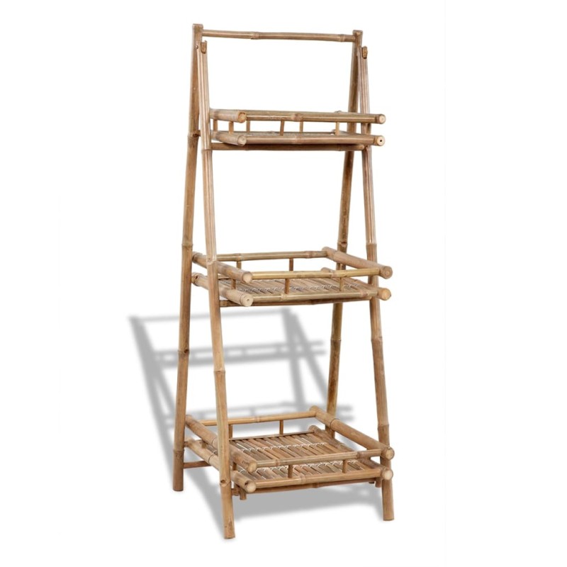 Estantería de bambú plegable con 3 niveles para plantas Estantería de bambú plegable con 3 niveles para plantas