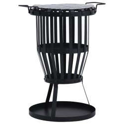 vidaXL Brasero de jardín con parrila BBQ acero inoxidable 47,5 cm