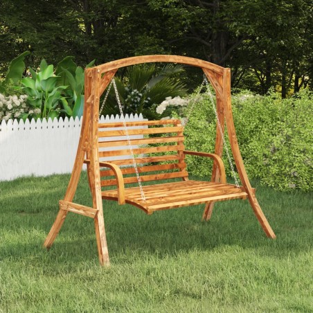 vidaXL Columpio de madera maciza curvada con acabado de teca