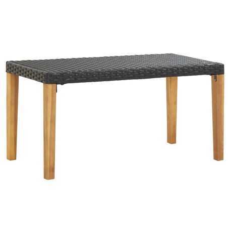 vidaXL Banco de jardín ratán sintético y madera de acacia negro 120 cm