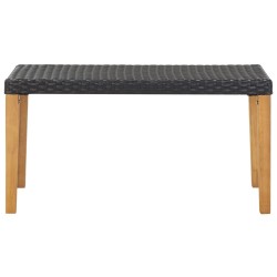 vidaXL Banco de jardín ratán sintético y madera de acacia negro 120 cm