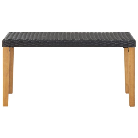 vidaXL Banco de jardín ratán sintético y madera de acacia negro 120 cm