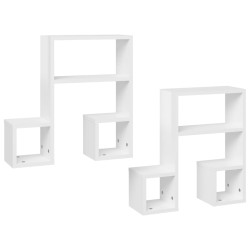 vidaXL Estantes de pared 2 uds contrachapado blanco brillo 50x15x50 cm