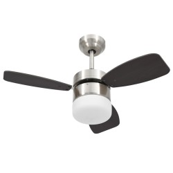 vidaXL Ventilador de techo con luz con mando marrón oscuro 76 cm