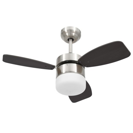 vidaXL Ventilador de techo con luz con mando marrón oscuro 76 cm