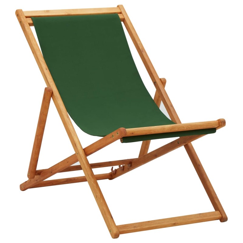 vidaXL Silla de playa plegable madera de eucalipto y tela verde vidaXL Silla de playa plegable madera de eucalipto y tela verde