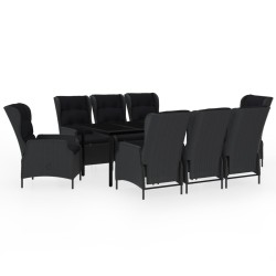 vidaXL Juego de comedor de jardín 9 piezas gris oscuro
