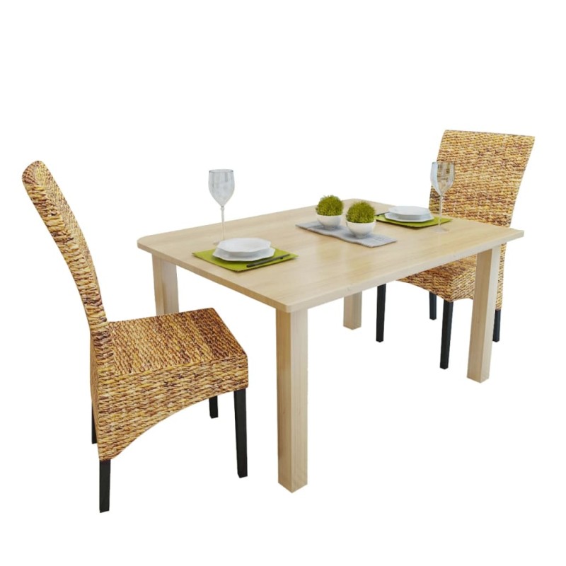 vidaXL Sillas de comedor 2 unidades madera maciza de mango y abacá vidaXL Sillas de comedor 2 unidades madera maciza de mango y abacá
