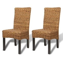 vidaXL Sillas de comedor 2 unidades madera maciza de mango y abacá