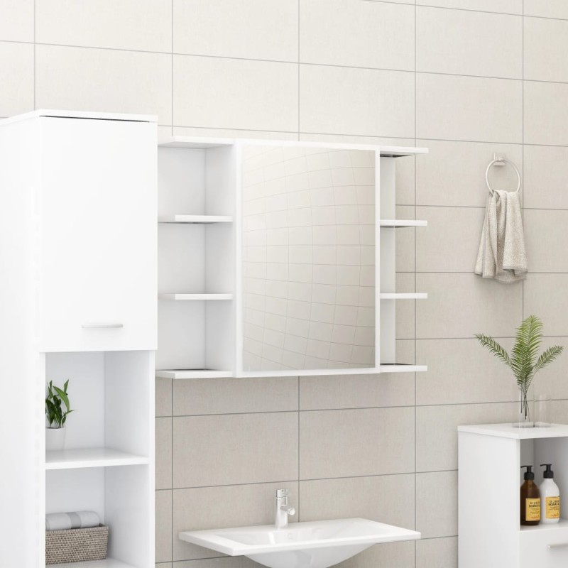 vidaXL Armario de espejo de baño madera contrachapada 80x20,5x64 cm vidaXL Armario de espejo de baño madera contrachapada 80x20,5x64 cm