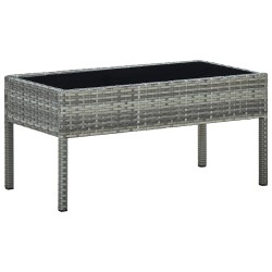 vidaXL Mesa de jardín ratán sintético gris 75x40x37 cm