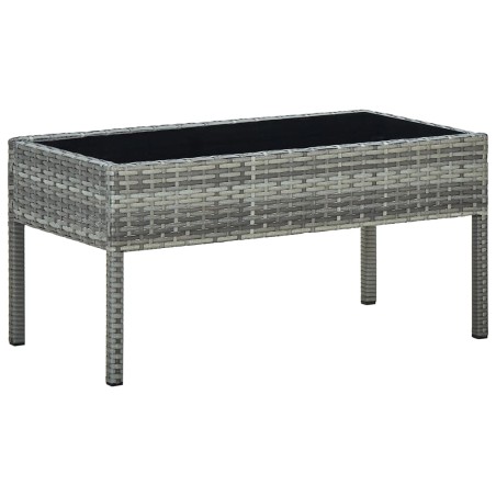 vidaXL Mesa de jardín ratán sintético gris 75x40x37 cm
