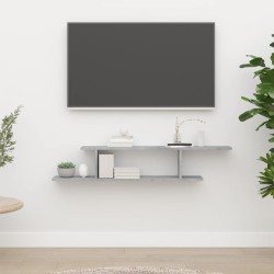 vidaXL Estante de pared de TV contrachapado gris hormigón 125x18x23 cm