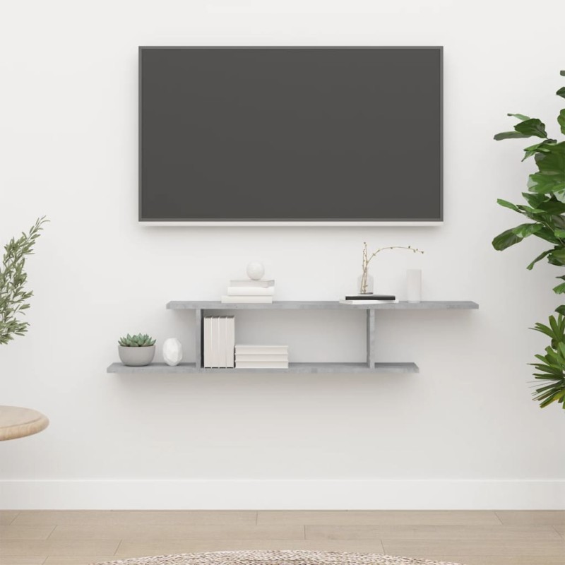 vidaXL Estante de pared de TV contrachapado gris hormigón 125x18x23 cm vidaXL Estante de pared de TV contrachapado gris hormigón 125x18x23 cm