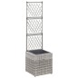 vidaXL Enrejado y arriate 1 maceta ratán sintético gris 30x30x107 cm vidaXL Enrejado y arriate 1 maceta ratán sintético gris 30x30x107 cm