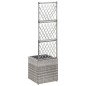 vidaXL Enrejado y arriate 1 maceta ratán sintético gris 30x30x107 cm vidaXL Enrejado y arriate 1 maceta ratán sintético gris 30x30x107 cm