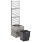 vidaXL Enrejado y arriate 1 maceta ratán sintético gris 30x30x107 cm vidaXL Enrejado y arriate 1 maceta ratán sintético gris 30x30x107 cm