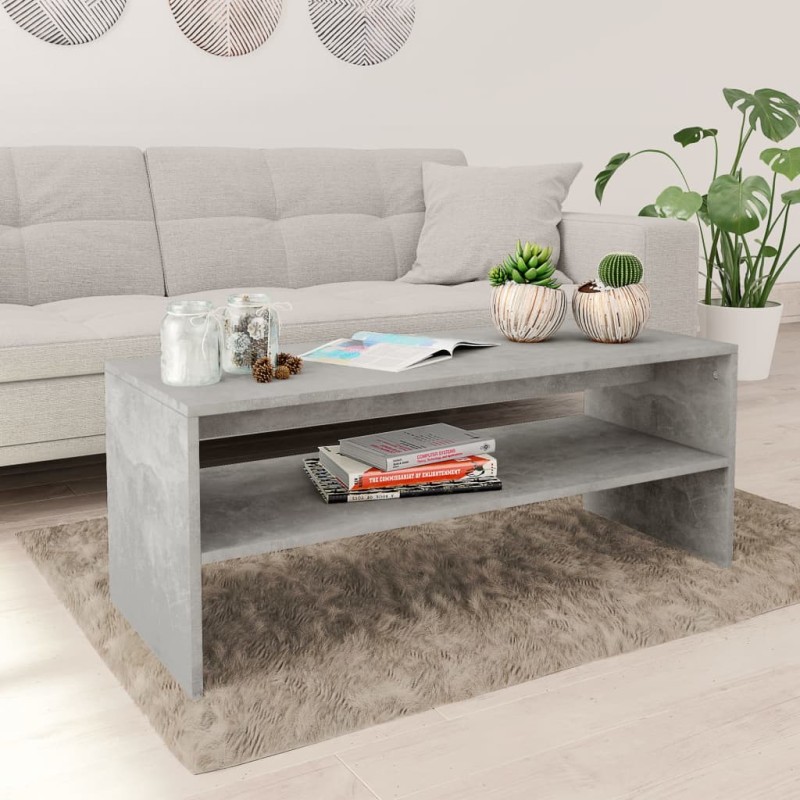 vidaXL Mesa de centro madera contrachapada gris hormigón 100x40x40 cm vidaXL Mesa de centro madera contrachapada gris hormigón 100x40x40 cm