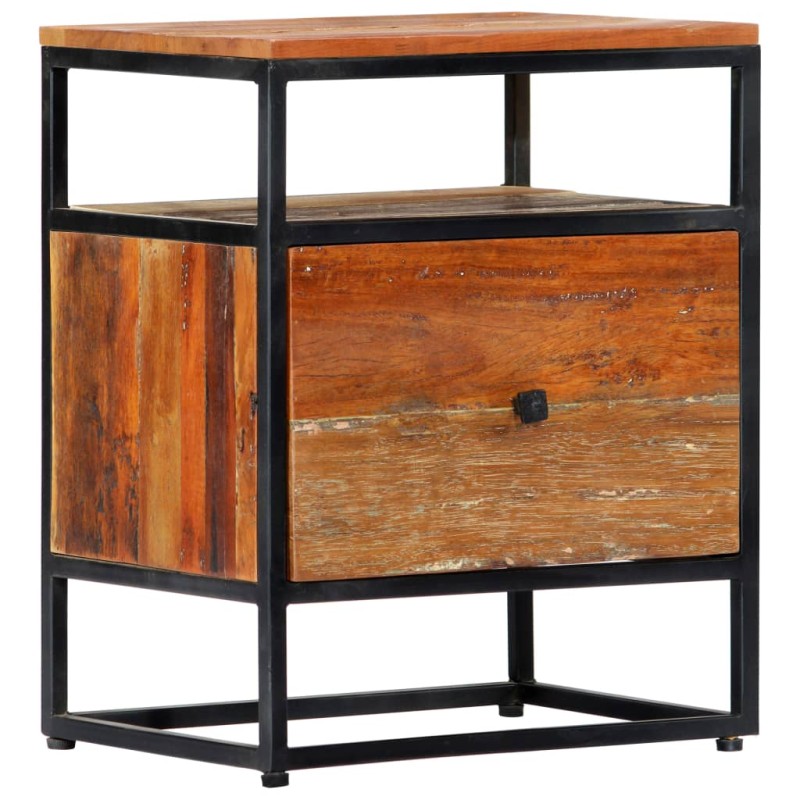 vidaXL Mesita de noche de madera maciza reciclada y acero 40x30x50 cm vidaXL Mesita de noche de madera maciza reciclada y acero 40x30x50 cm