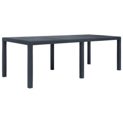 vidaXL Mesa de jardín de plástico aspecto ratán gris 220x90x72 cm 