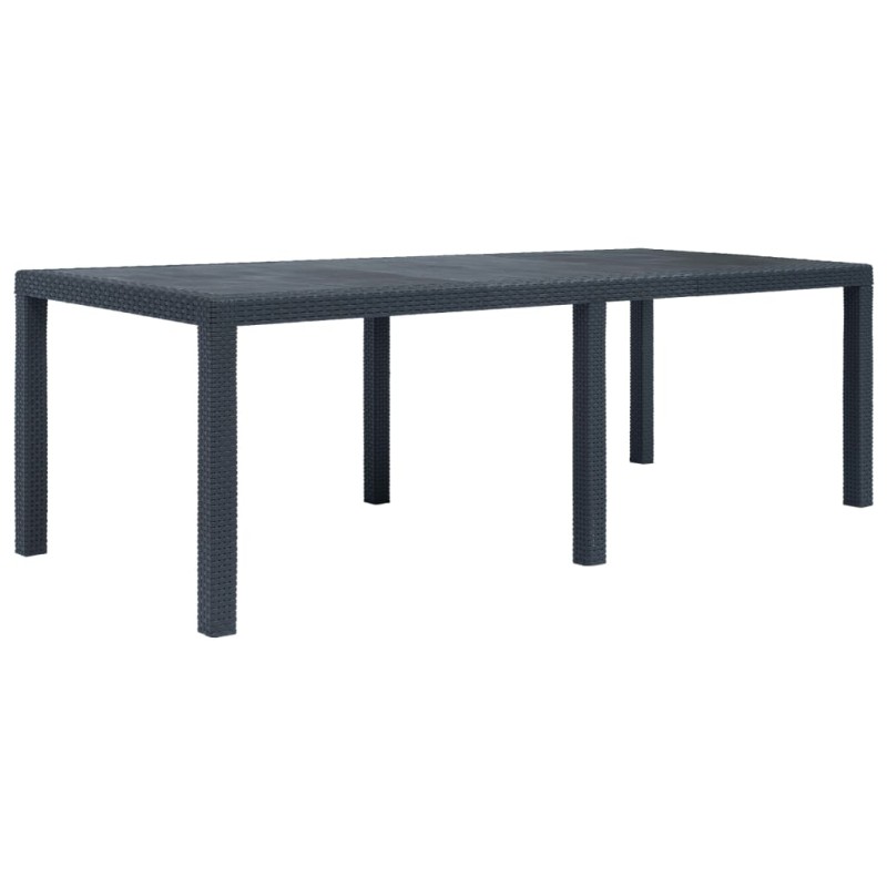 vidaXL Mesa de jardín de plástico aspecto ratán gris 220x90x72 cm vidaXL Mesa de jardín de plástico aspecto ratán gris 220x90x72 cm