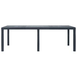 vidaXL Mesa de jardín de plástico aspecto ratán gris 220x90x72 cm 