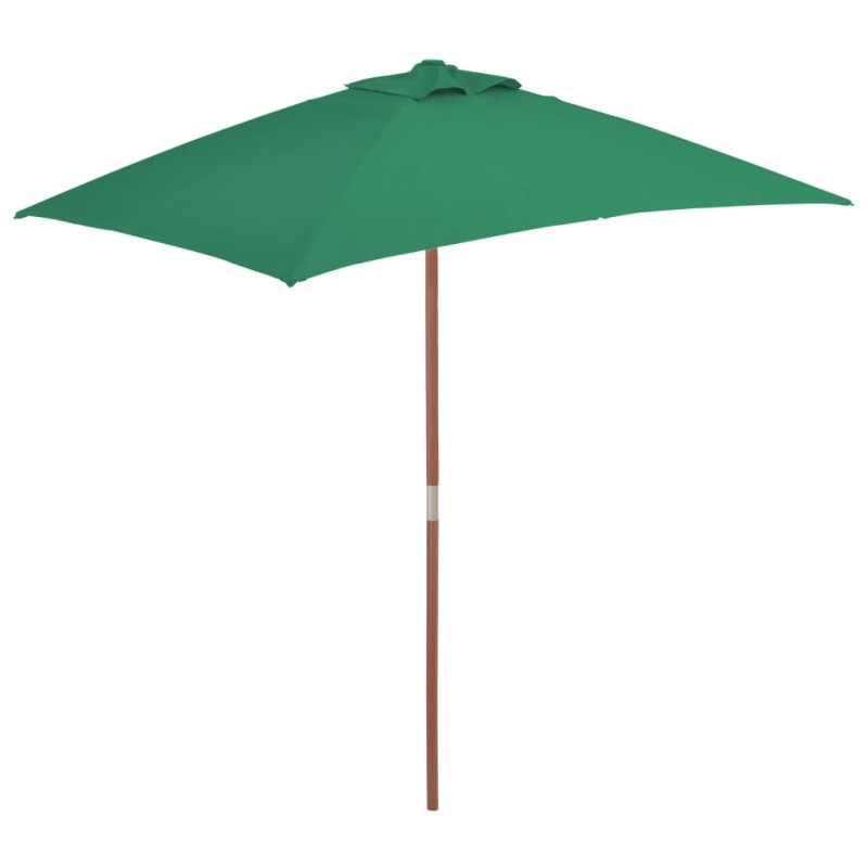 vidaXL Sombrilla de jardín con palo de madera 150x200 cm verde vidaXL Sombrilla de jardín con palo de madera 150x200 cm verde