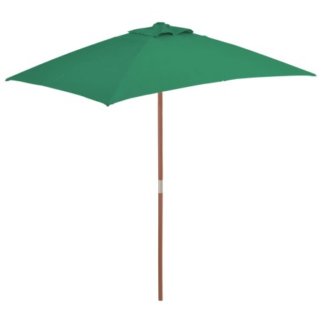 vidaXL Sombrilla de jardín con palo de madera 150x200 cm verde