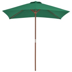 vidaXL Sombrilla de jardín con palo de madera 150x200 cm verde