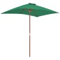 vidaXL Sombrilla de jardín con palo de madera 150x200 cm verde vidaXL Sombrilla de jardín con palo de madera 150x200 cm verde