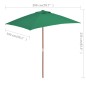 vidaXL Sombrilla de jardín con palo de madera 150x200 cm verde vidaXL Sombrilla de jardín con palo de madera 150x200 cm verde
