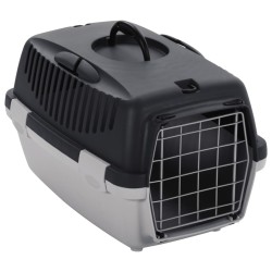 vidaXL Transportín de mascotas PP gris y negro 48x32x31 cm
