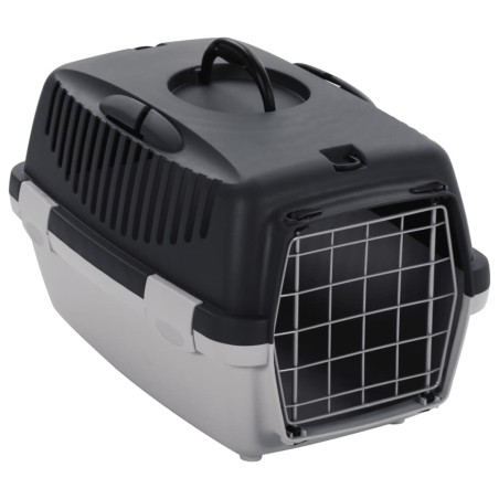 vidaXL Transportín de mascotas PP gris y negro 48x32x31 cm