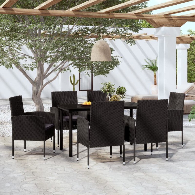 vidaXL Juego de comedor para jardín 7 piezas negro vidaXL Juego de comedor para jardín 7 piezas negro