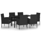 vidaXL Juego de comedor para jardín 7 piezas negro vidaXL Juego de comedor para jardín 7 piezas negro