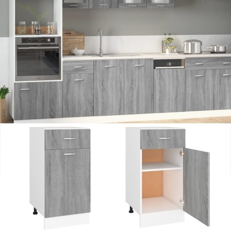 vidaXL Armario bajo cocina madera ingeniería gris Sonoma 40x46x81,5 cm