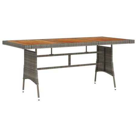 vidaXL Mesa de jardín ratán PE y acacia maciza gris 160x70x72 cm