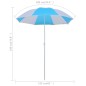 vidaXL Sombrilla refugio de playa de tela azul y blanca 180 cm