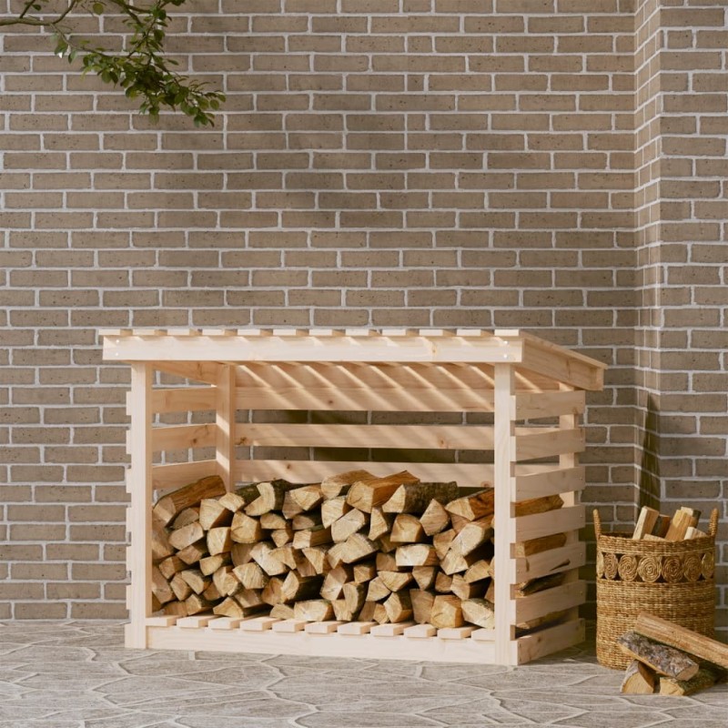 vidaXL Leñero de madera maciza de pino 108x73x79 cm vidaXL Leñero de madera maciza de pino 108x73x79 cm
