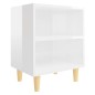vidaXL Mesita noche con patas madera maciza blanco brillo 40x30x50 cm vidaXL Mesita noche con patas madera maciza blanco brillo 40x30x50 cm