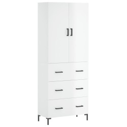 vidaXL Aparador alto madera contrachapada blanco brillo 69,5x34x180 cm