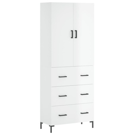 vidaXL Aparador alto madera contrachapada blanco brillo 69,5x34x180 cm
