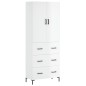 vidaXL Aparador alto madera contrachapada blanco brillo 69,5x34x180 cm
