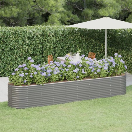 vidaXL Jardinera arriate acero recubrimiento polvo gris 368x80x68 cm